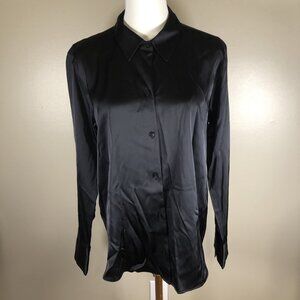 NEW Abercrombie & Fitch Long Sleeve Black Button Up Dress Blouse Size M